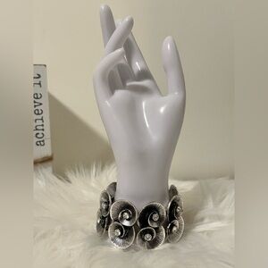 Silver Floral Statement Stretch Bracelet - Women's Jewelry